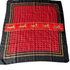 Horse and carriage scarf red and black